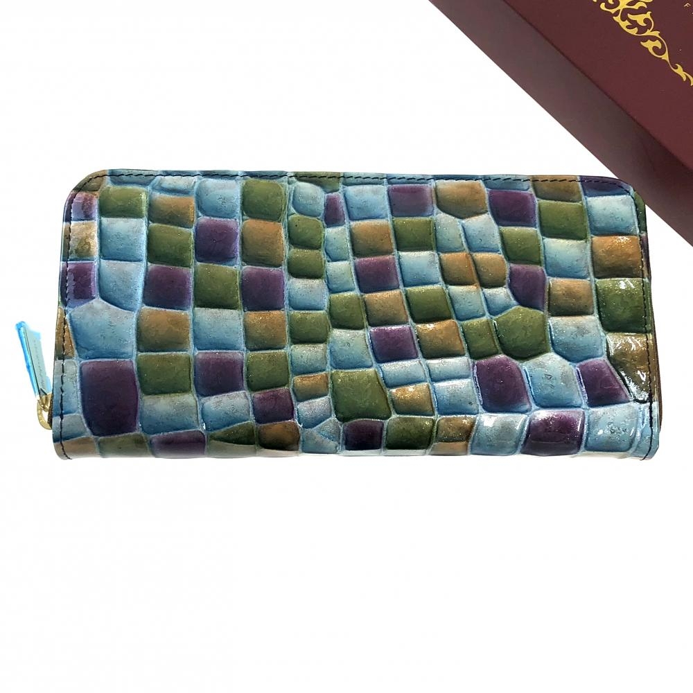 モーダプリンチペ/ラウンドファスナー長財布/クロコ型押し/エナメル