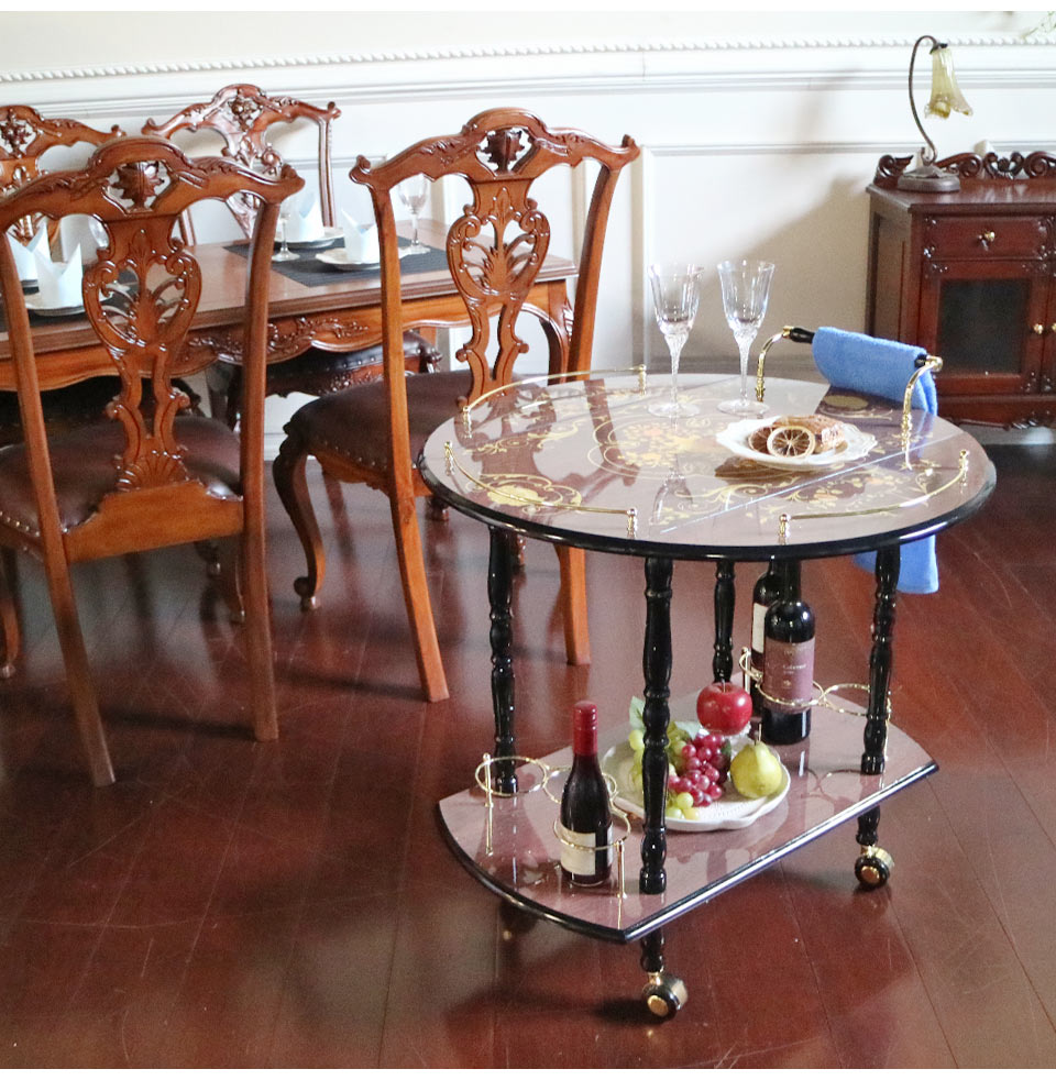 イタリアンスタイル 象嵌伸長式バタフライワゴン 組立式｜おしゃれ家具