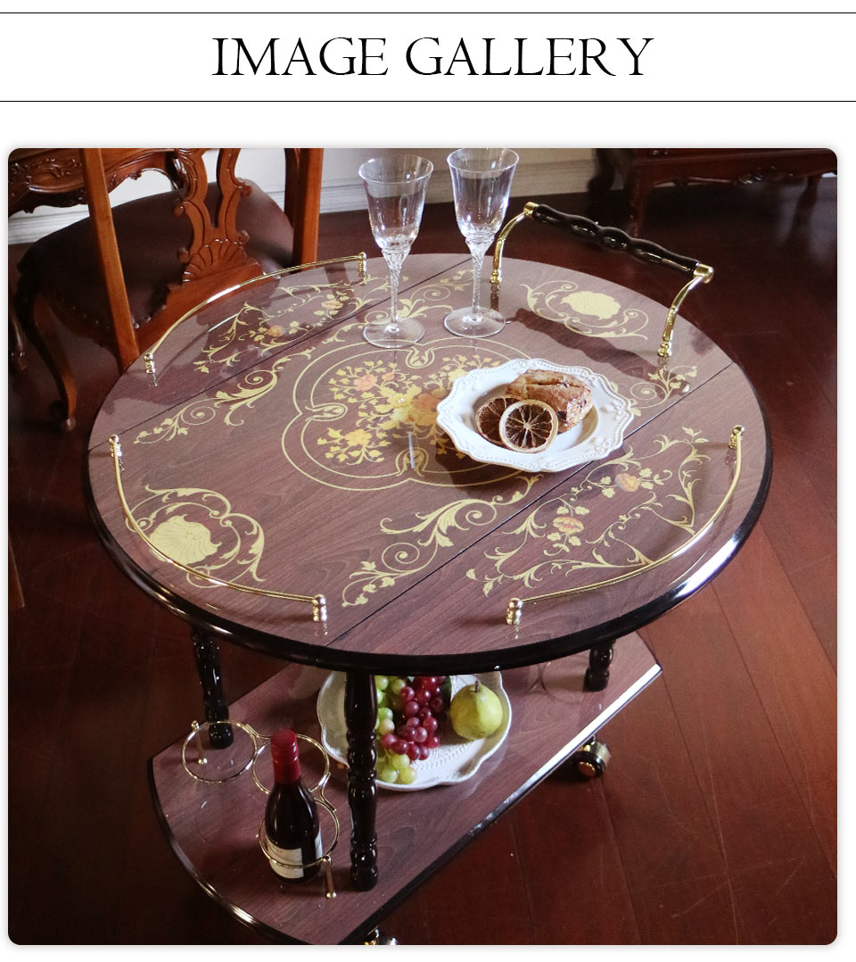 イタリアンスタイル 象嵌伸長式バタフライワゴン 組立式｜おしゃれ家具