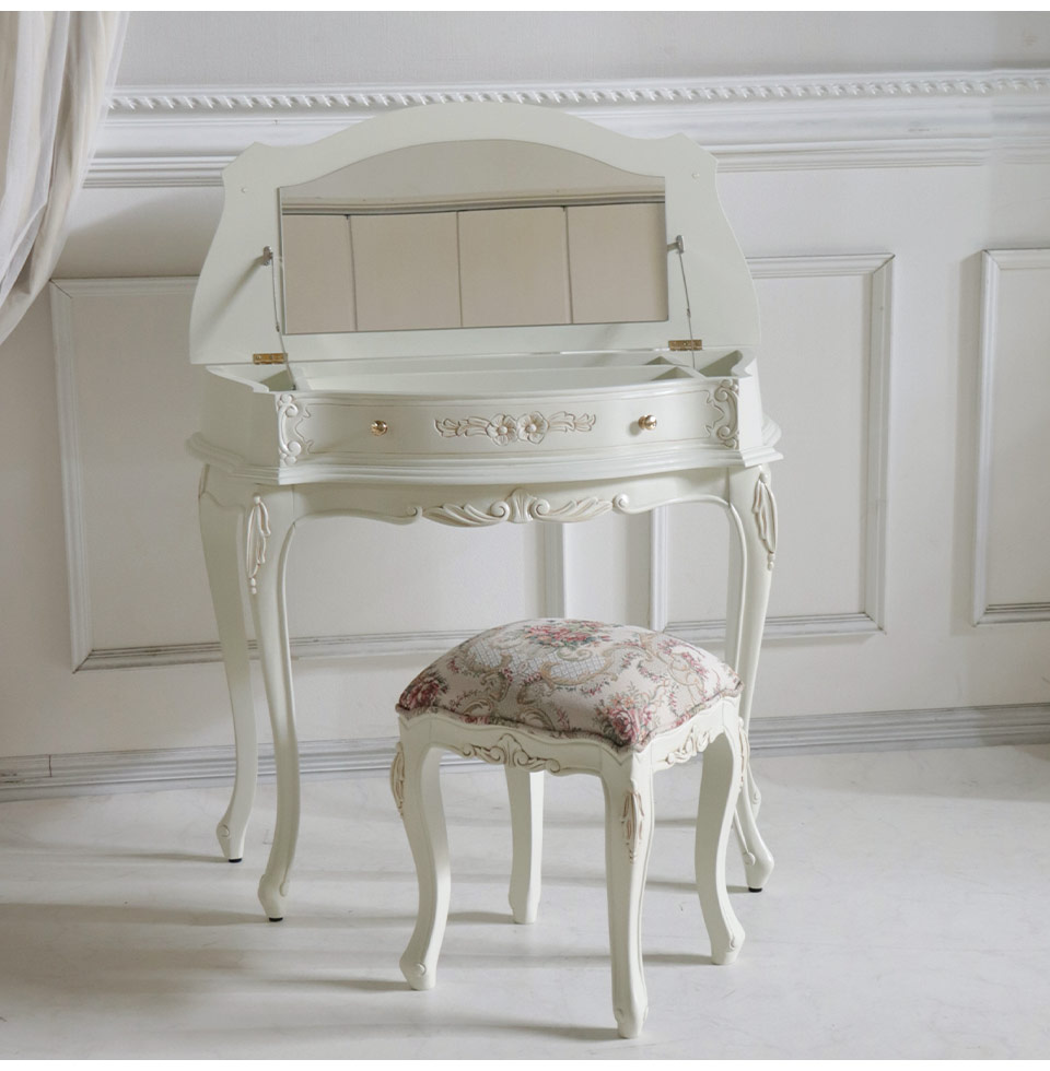 ドレッサーデスク スツール付き ホワイト パルマエミリア｜おしゃれ