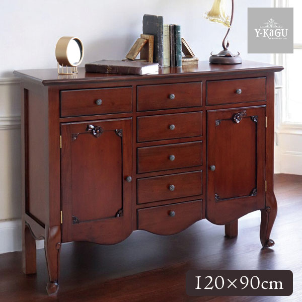 アンティーク風 クラシック サイドボード 120cm 収納 猫脚 木製