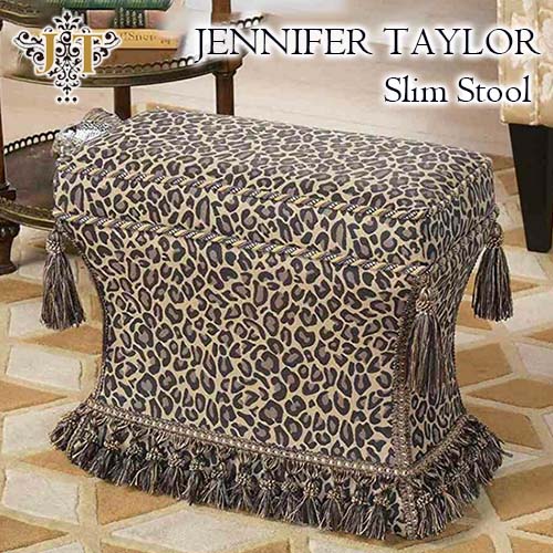 ジェニファーテイラー 薄型 スツール スリム エスプレッソ ヒョウ柄 豹