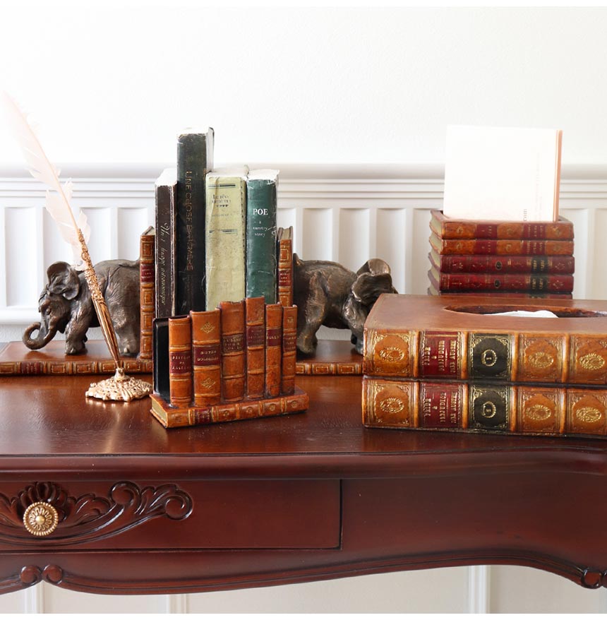 イギリス製 アンティーク風 ブックエンド エレファント 2Pセット