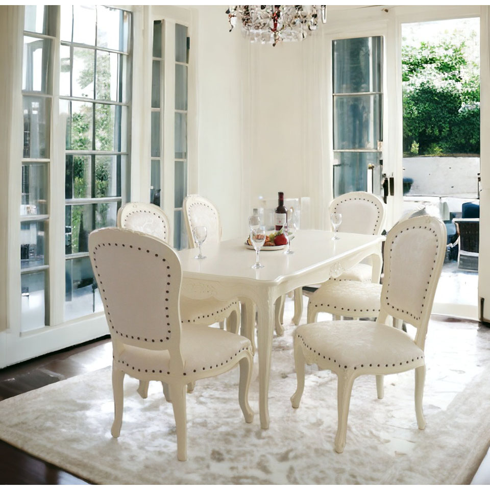 輸入家具 コンフォートダイニングセット 6人掛け ホワイト｜Chipty