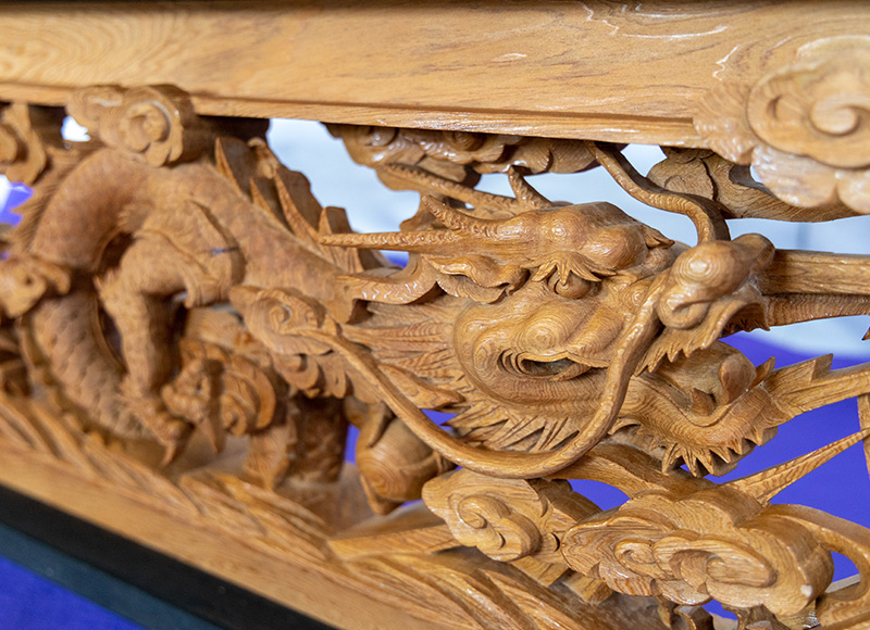 彫刻欄間】 杉特上彫刻欄間 （双龍） 〔右向〕 一点物 新品 - 山清片山