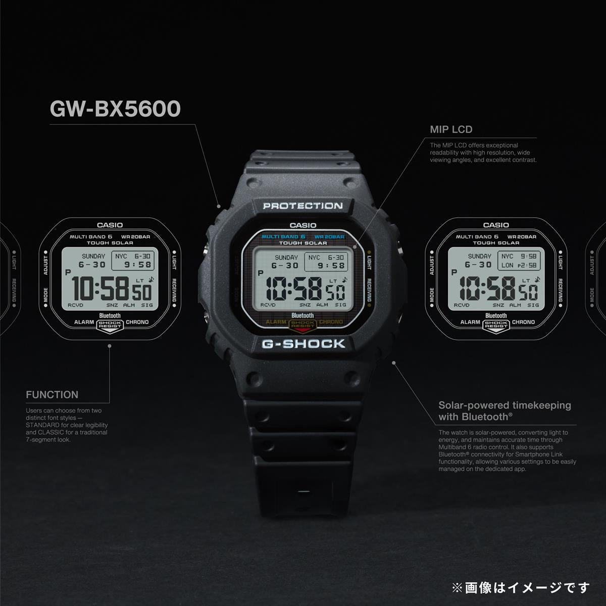 カシオ Gショック GW-BX5600-1A1JF MIP液晶 フォント切替 電波