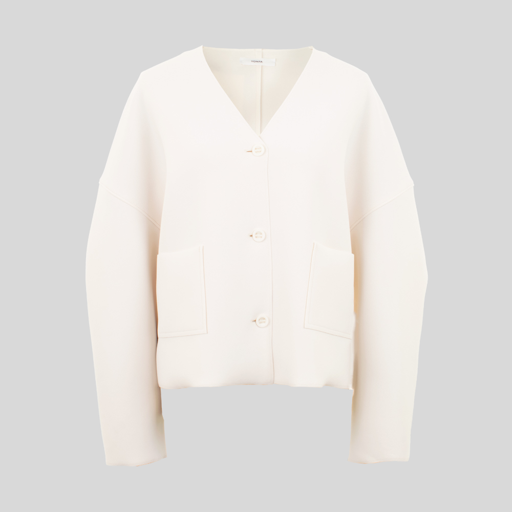 YONFA / 【第二弾 PRE ORDER】クーコーVネックルーズカーディガン (milk)