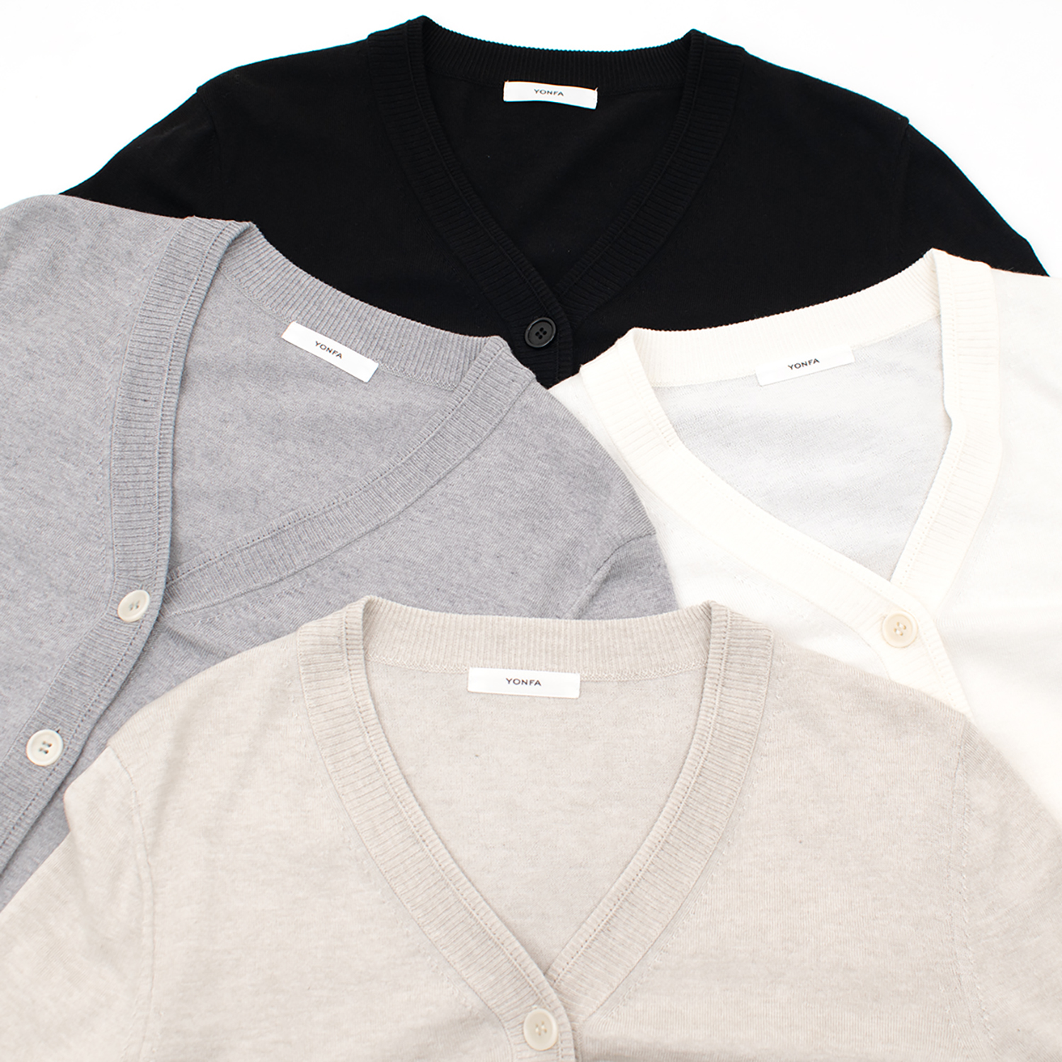 YONFA / 【PRE ORDER】コットンカシミヤVカーディガン (black)