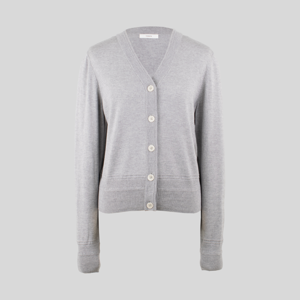 YONFA / 【PRE ORDER】コットンカシミヤVカーディガン (gray)