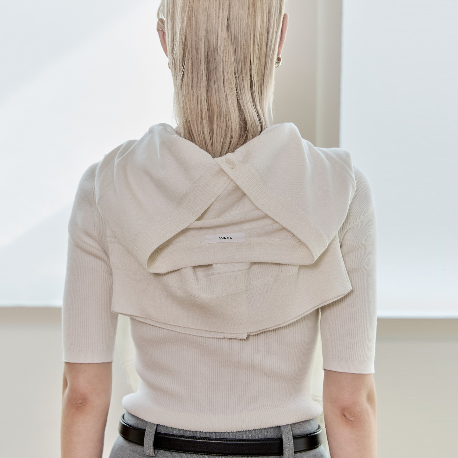 YONFA / 【PRE ORDER】コットンカシミヤVカーディガン (gray)