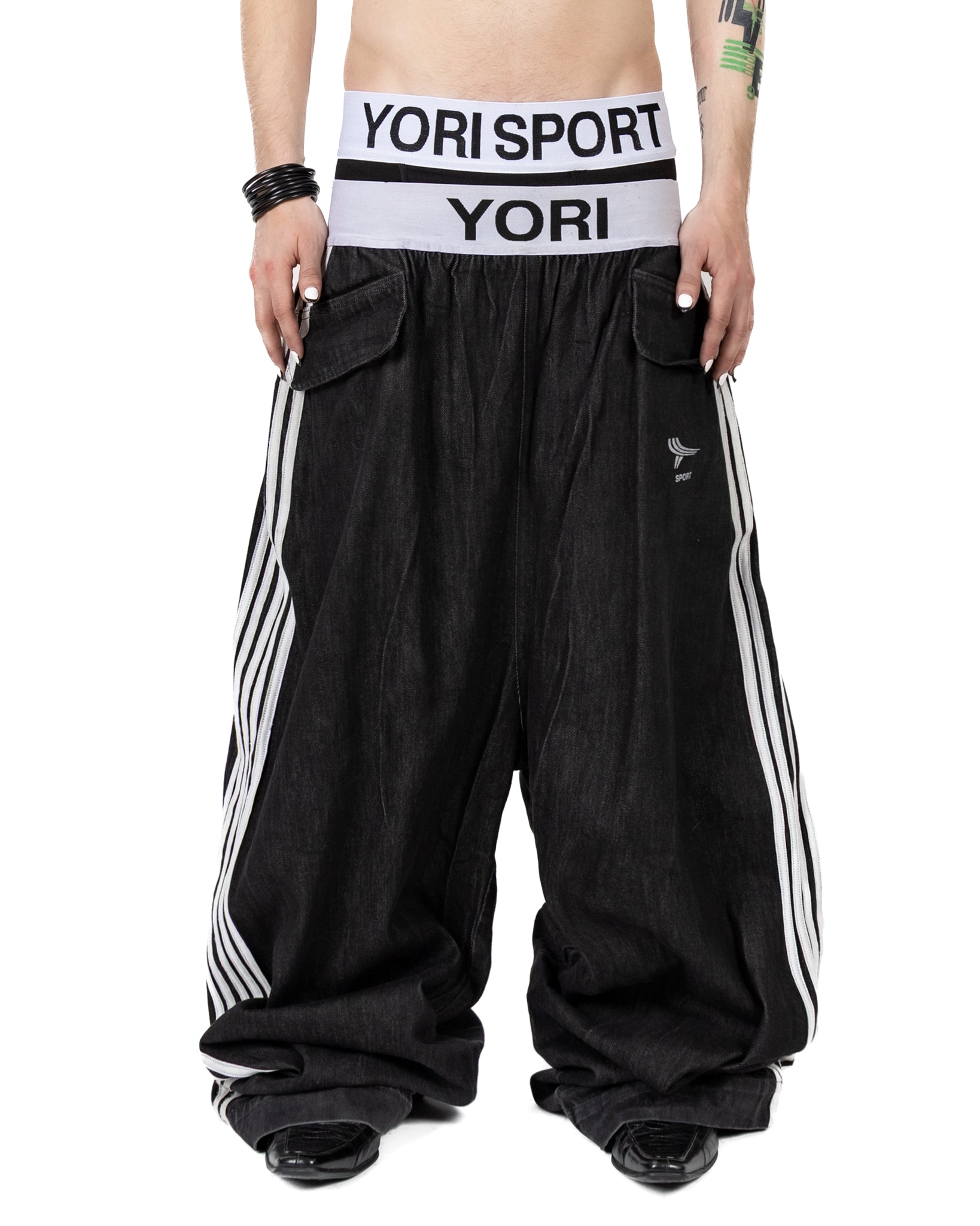 5-Stripe Elastic Denim (Black/White) | YORI