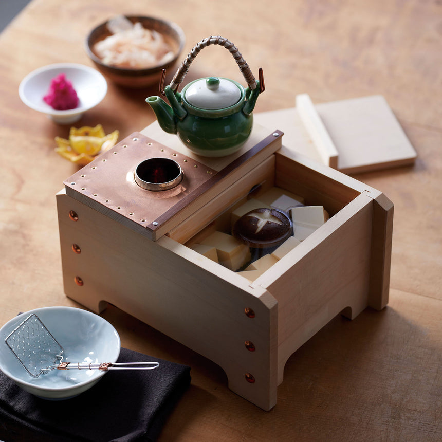 檜 角型湯豆腐セット(1人用) ＜木炭専用＞ – YOUBI.shop【用美公式