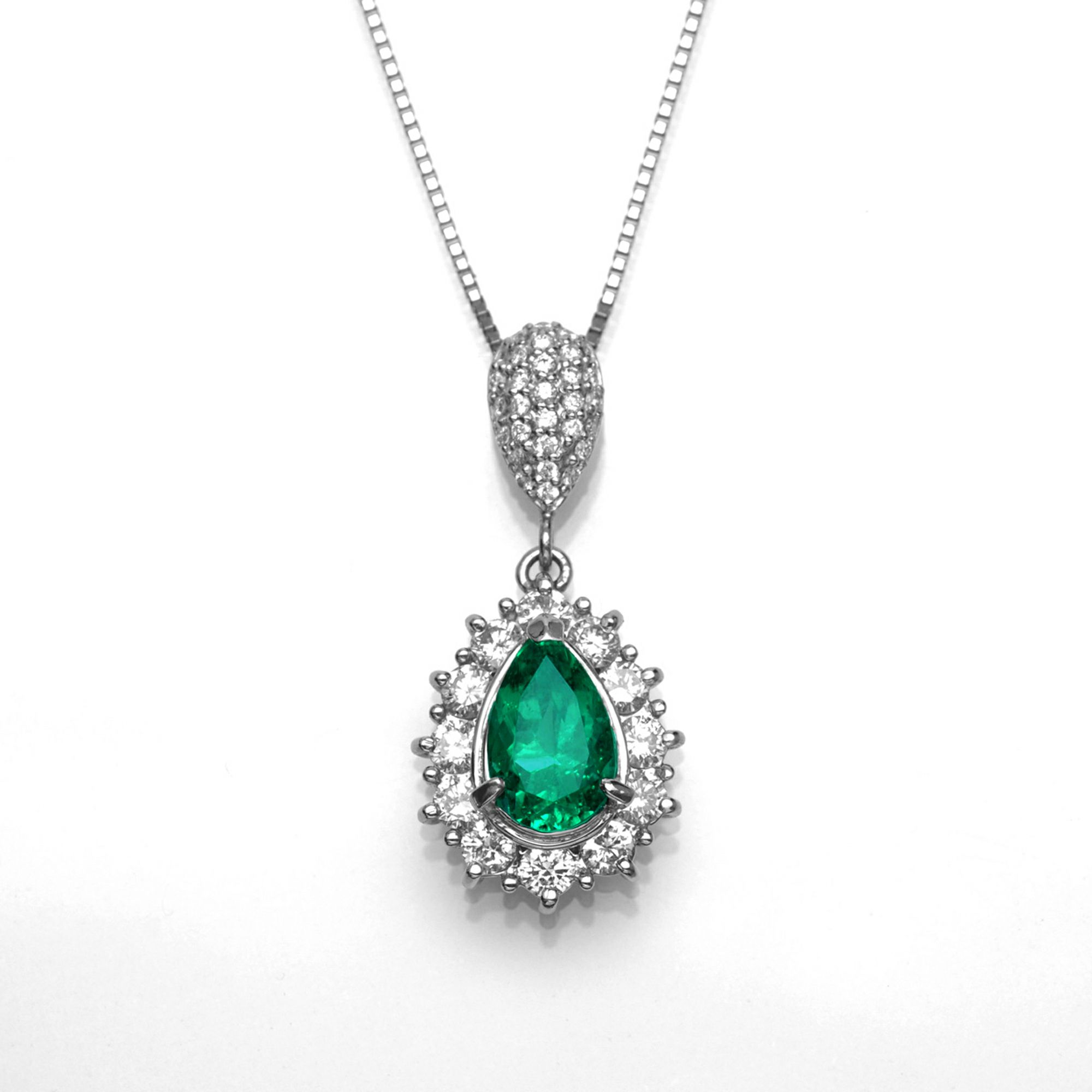 コロンビア産チボール鉱山エメラルド1.81ctプラチナネックレスダイヤ