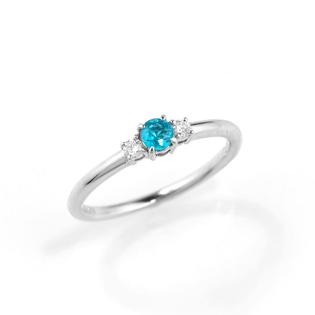 ブラジル産パライバトルマリン0.122ctプラチナリングダイヤ0.06ct付