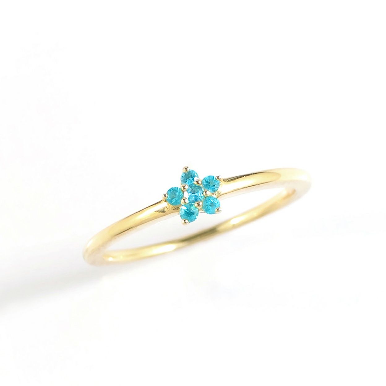 ブラジル産パライバトルマリンスターK18ゴールドリング【Blue STAR