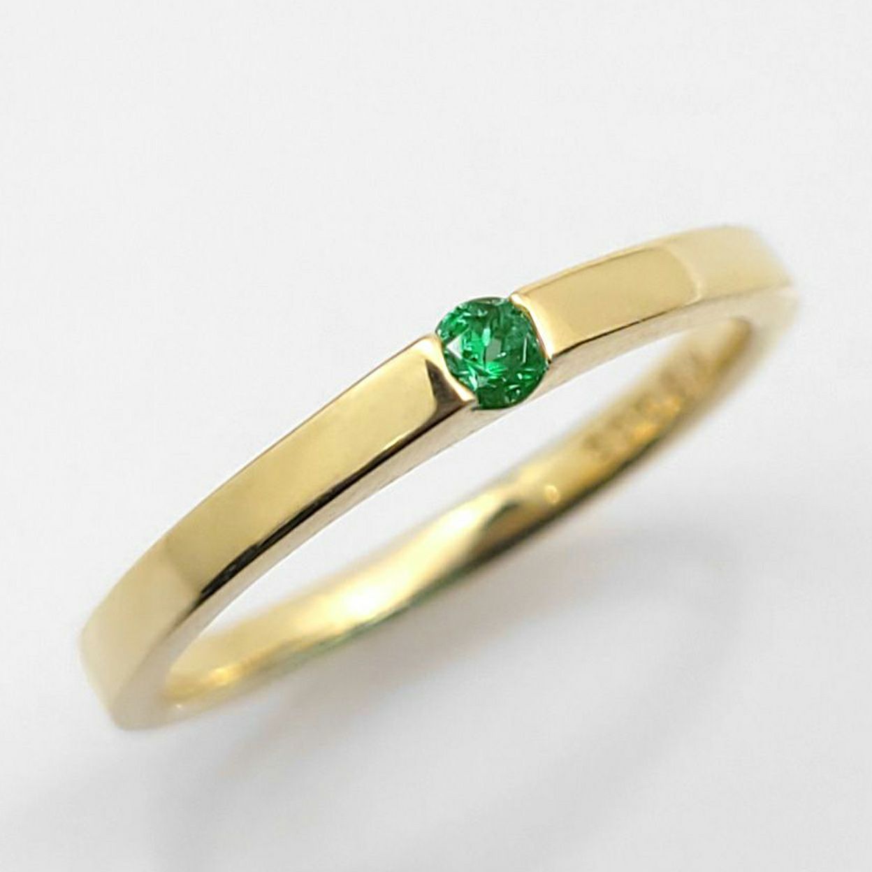 コロンビア産無処理エメラルド(ノンオイル)0.06ctK18ゴールドリング