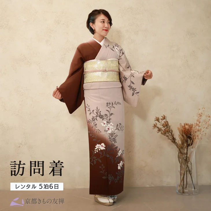 a2311802】【レンタル】訪問着 フルセット ベージュ Luxjewel Mサイズ