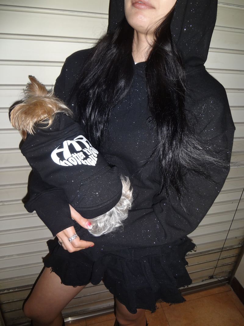 glitter logo hoodie – YZ