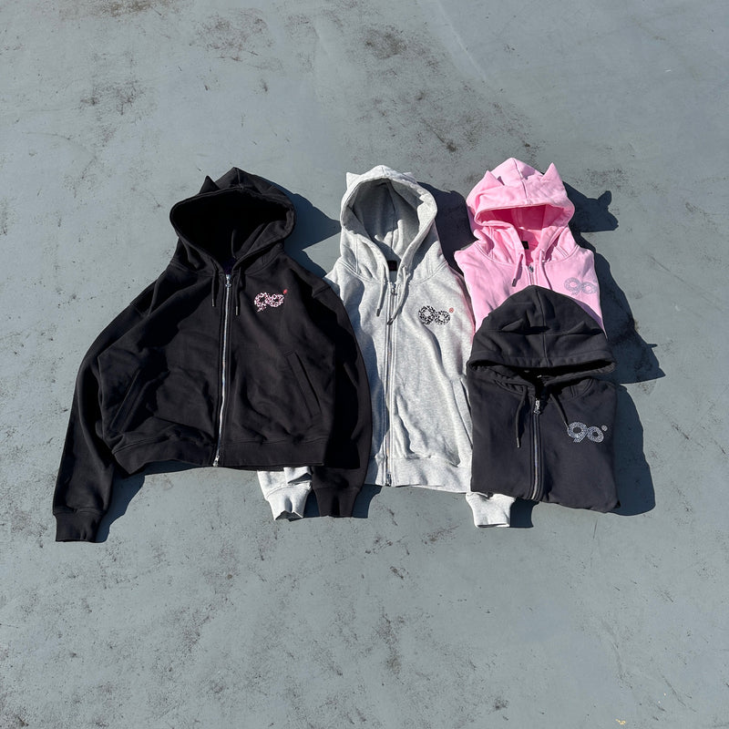 90 Logo Cat Ear Zip Hoodie【9090girl】 – YZ