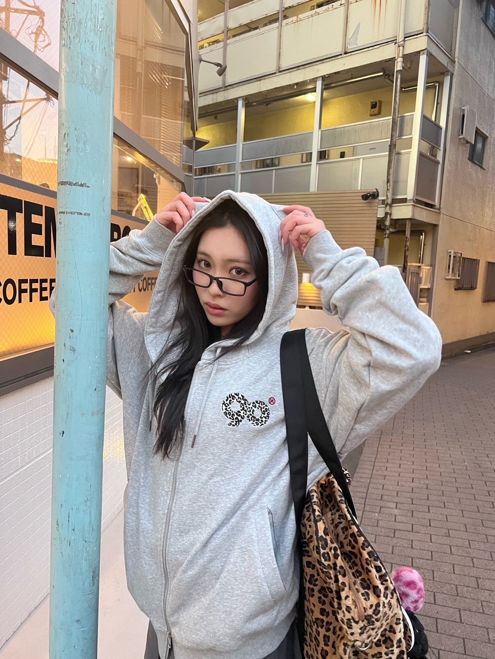 90 Logo Cat Ear Zip Hoodie【9090girl】 – YZ