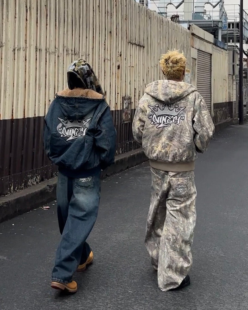 King Logo Slub Denim Zip Hoodie – YZ