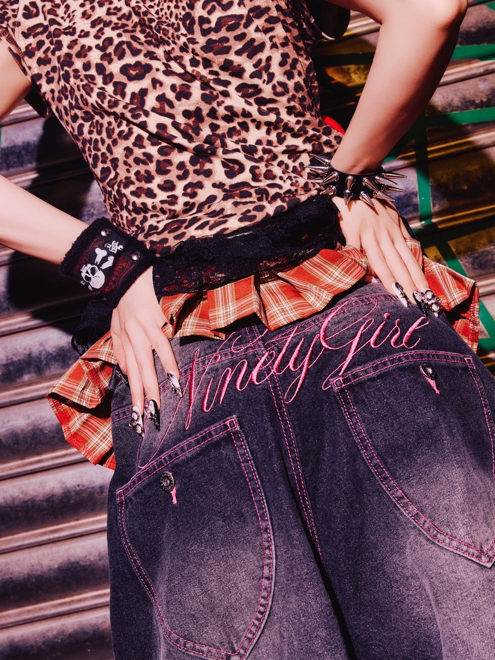 9090 Ninety Girl Logo Buggy Denim Pants Logo Buggy Girl デニム S