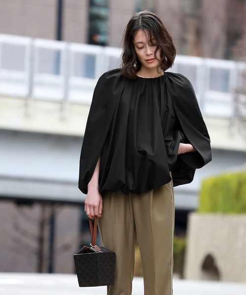 ELFRANK ブラウス シャツ 2WAY裾バルーンケープブラウス レディース