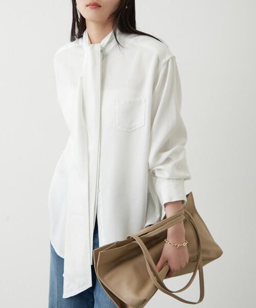 Loungedress（ラウンジドレス） ブラウス シャツ ライトデニムボウタイ