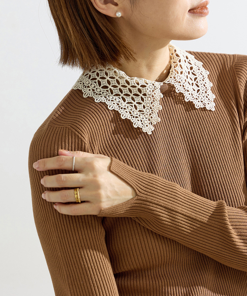 IENA（イエナ） ニット セーター 「追加」レース襟 RIBホール