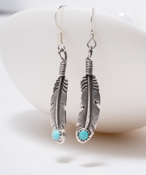 Harpo（アルポ） ピアス 「HARPO」ターコイズ フェザー 銀製 シルバー