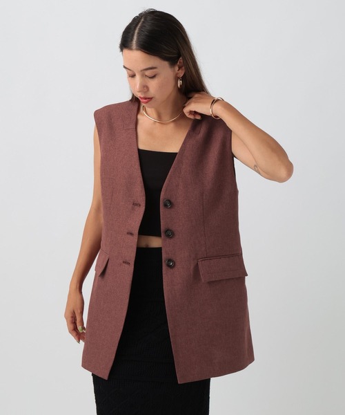 BAYFLOW（ベイフロー） ベスト ジレ リネンライクノーカラー