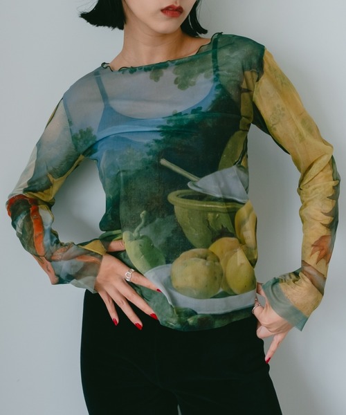 nounless SHEER CRUMPLE LADY TOPS シアートップス nounless SHEER