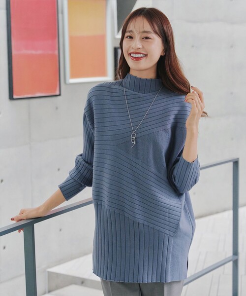 Tiaclasse ニット セーター 「大きいサイズ」ランダムリブ編みドルマン