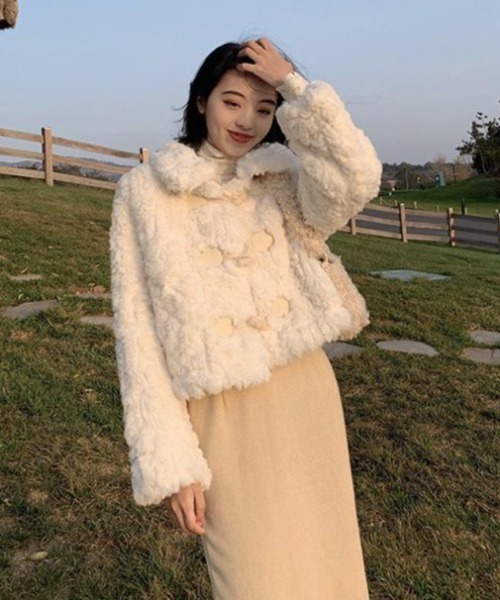 GEMEDA ダッフルコート コート モコモコアウター ダッフルクロップド