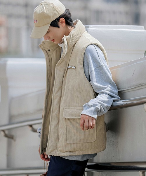 ダウンベスト ベスト 「HOOK」コーデュロイハイネック中綿ベスト (AW