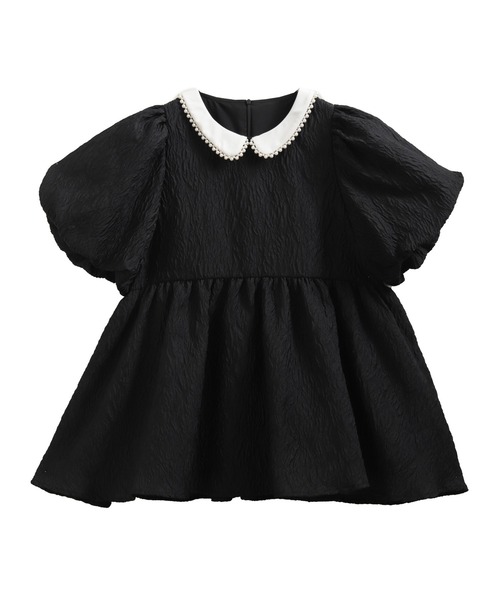 Fit more（フィットモア） パール襟ジャガードペプラムトップス