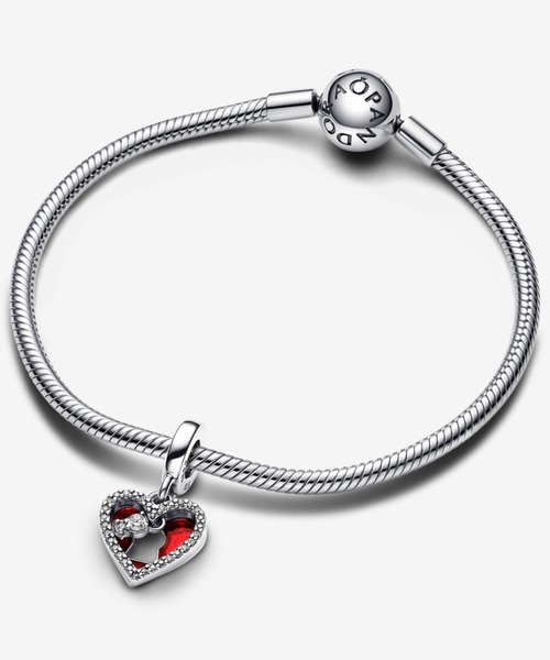 PANDORA（パンドラ） チャーム レッドハート ＆ キーホール ダブル