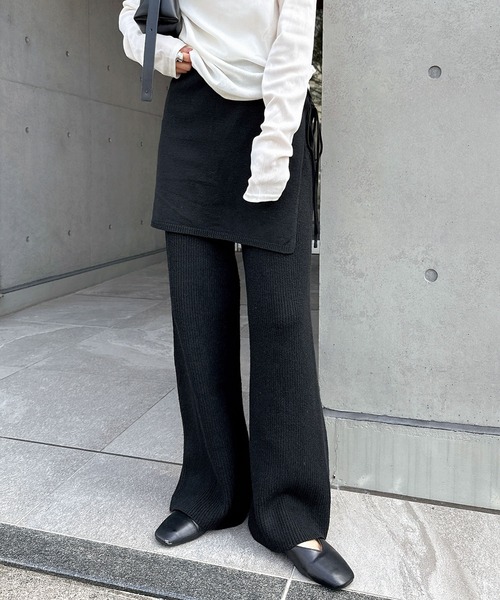 andme（アンドミー） パンツ レイヤードニットパンツ レディース