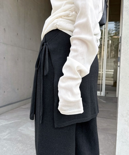 andme（アンドミー） パンツ レイヤードニットパンツ レディース