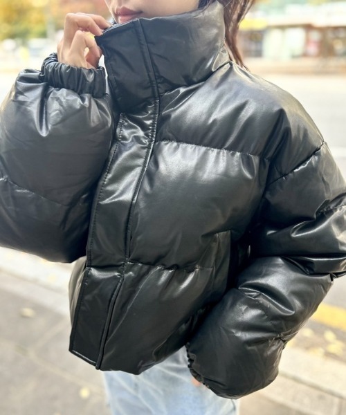 ipugo ダウンコート ダウンジャケット ipugo/イプゴ レザー調ダウン