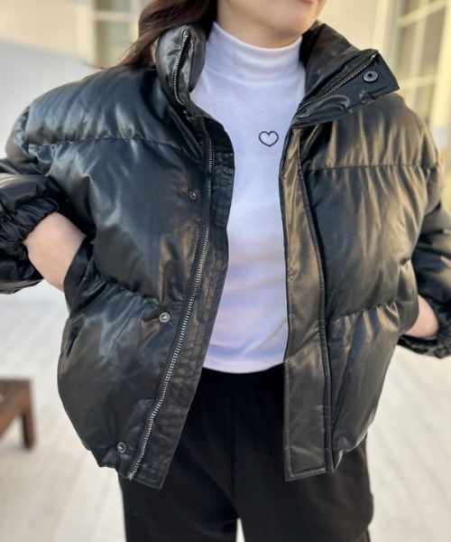 ipugo ダウンコート ダウンジャケット ipugo/イプゴ レザー調ダウン