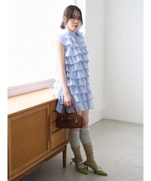 LILY BROWN（リリーブラウン） ドレス フリルボウタイミニドレス
