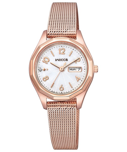 wicca（ウィッカ） 腕時計 ソーラーテック デイ＆デイトモデル ピンク