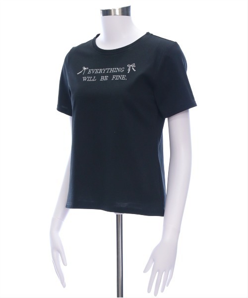 clear tシャツ ラインストーンリボンロゴTシャツ「大人 ガーリー