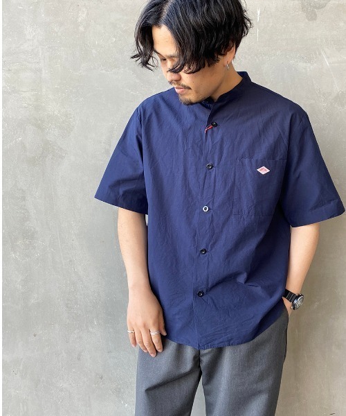 Danton（ダントン） シャツ ブラウス コットンリネンバンドカラー