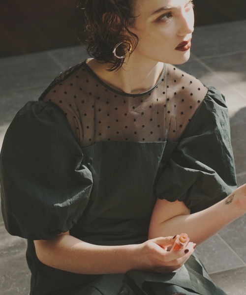 ANDRESD ドレス デコルテドットドレス / decollete dot dress