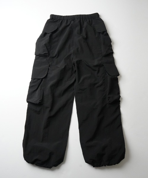 カーゴパンツ マルチポケット ナイロンカーゴパンツ 裾ドローコード