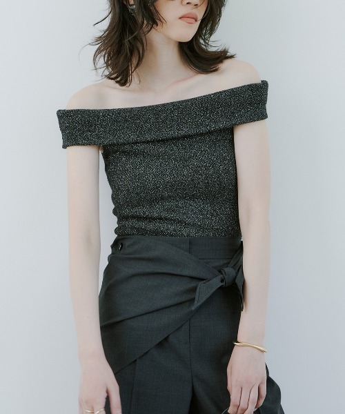 anuans チェック柄オフショルダートップス anuans チェック柄オフ