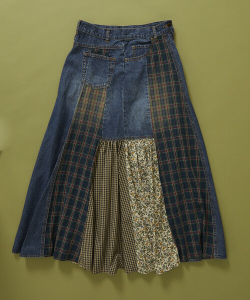 Freada（フリーダ） スカート サイドフロント デニム 切り替え フレア