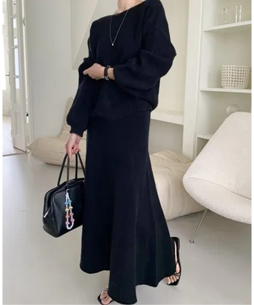 セットアップ セットアップニットトップス＆スカート レディース